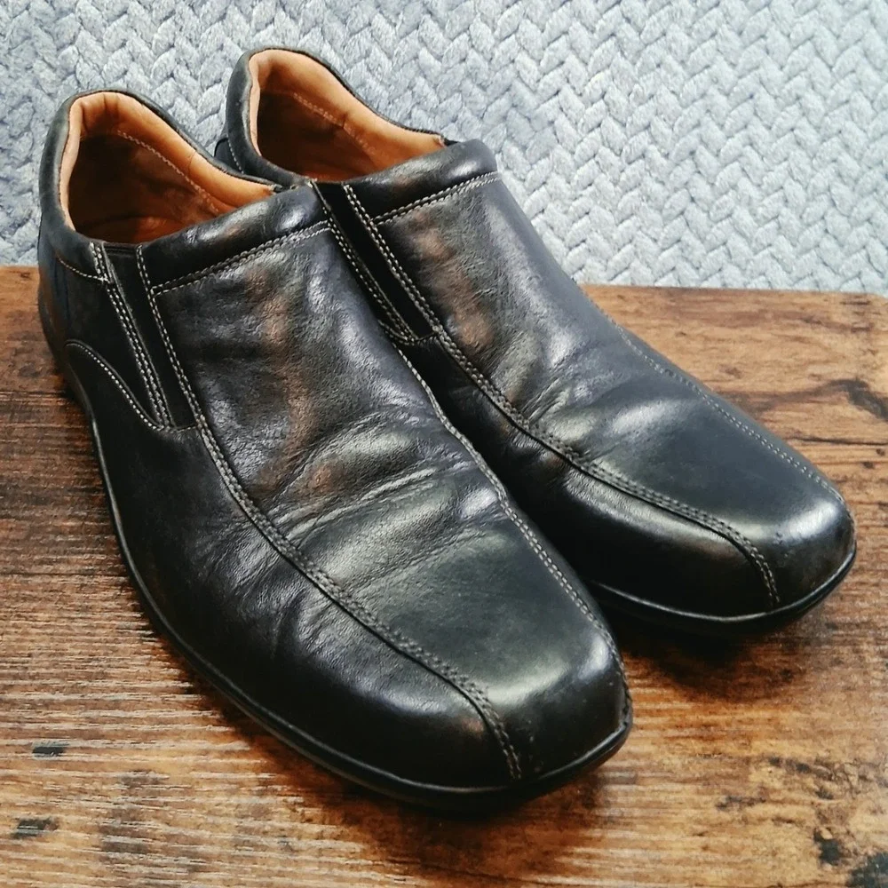 Cole Haan Mens Black Leather Nike Air Slip On Loafers C07352 Size 11M